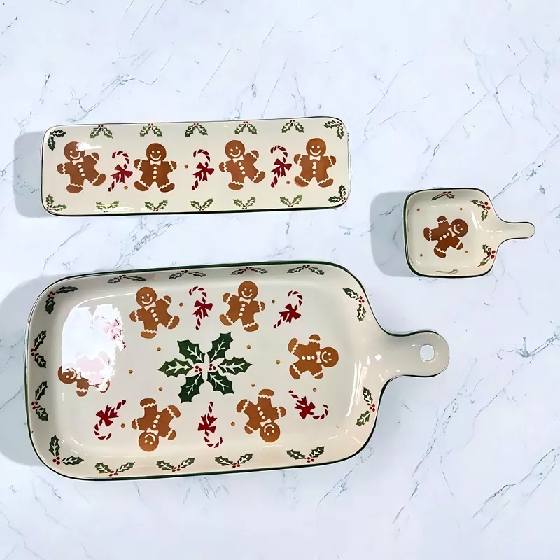 Karácsonyi mézeskalács ember kerámia tepsi