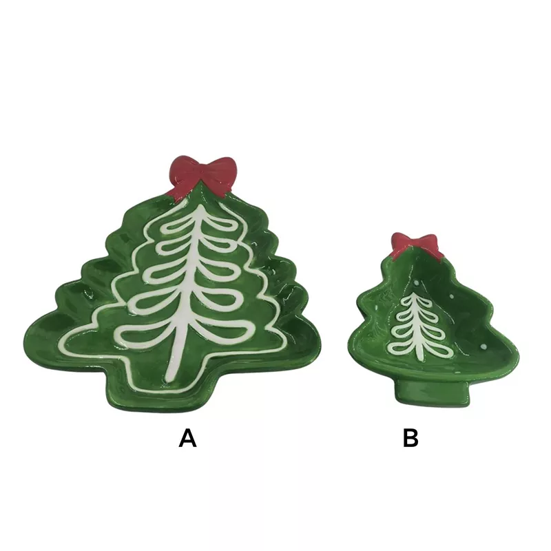 Karácsonyfa tányér kézzel festett ünnepi ajándék