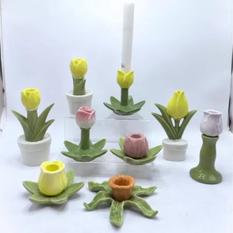 Flower and Fruit-Shaped Ceramic Candle Holder