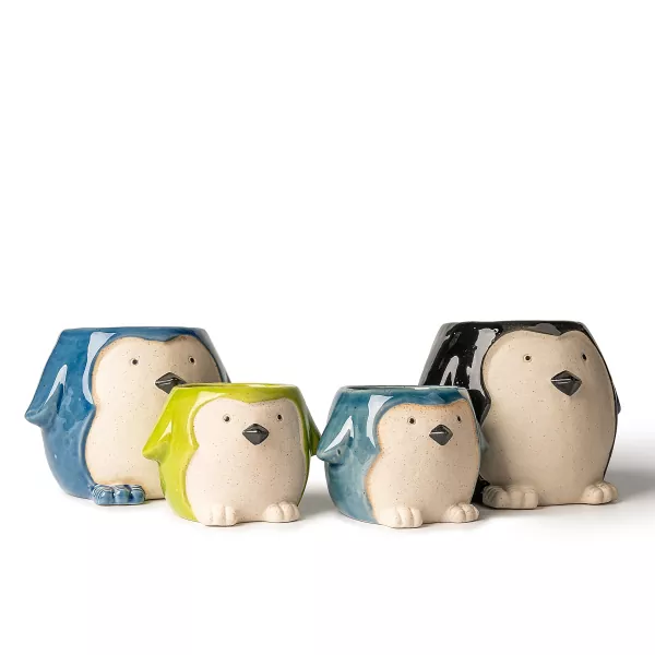 Pingvin alakú kerámia gyertyatartók